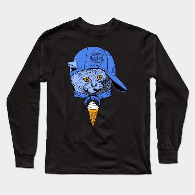 The Cat Ice Cream Long Sleeve T-Shirt by polkamdesign